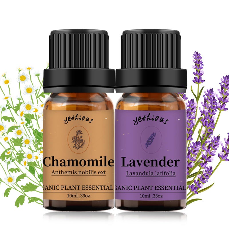 yethious Chamomile Lavender Essential Oil Set Pure Chamomile Lavender Aromatherapy Oils Organic Chamomile Essential Oil for Diffuser 2 Pack 10ML - Image 1