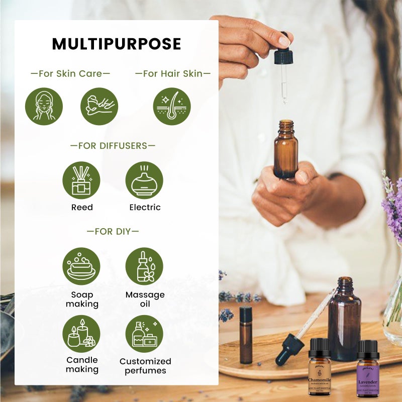 yethious Chamomile Lavender Essential Oil Set Pure Chamomile Lavender Aromatherapy Oils Organic Chamomile Essential Oil for Diffuser 2 Pack 10ML - Image 5