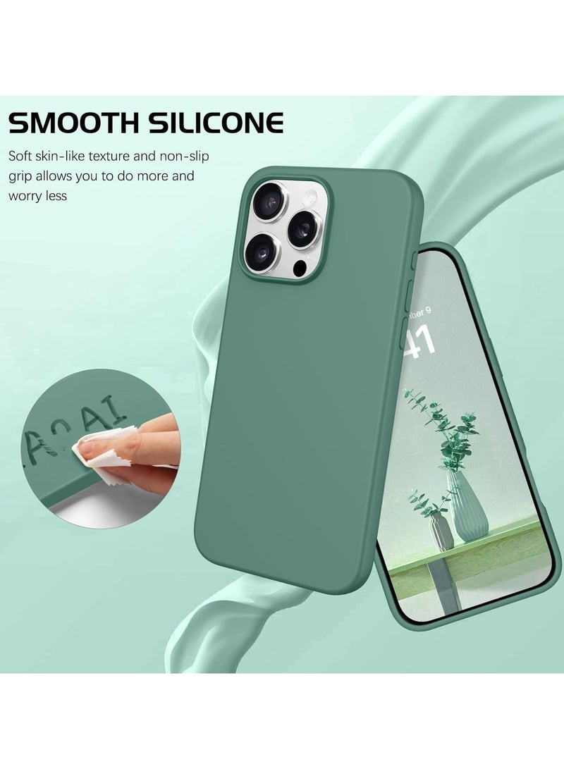 أكاليكس جراب سيليكون متوافق مع iPhone 13 Pro، طبقة سيليكون سائلة رفيعة من المطاط الهلامي الناعم المقاوم للصدمات، جراب واقٍ للهاتف مع بطانة من مادة TPU (أخضر نعناعي) - Image 3
