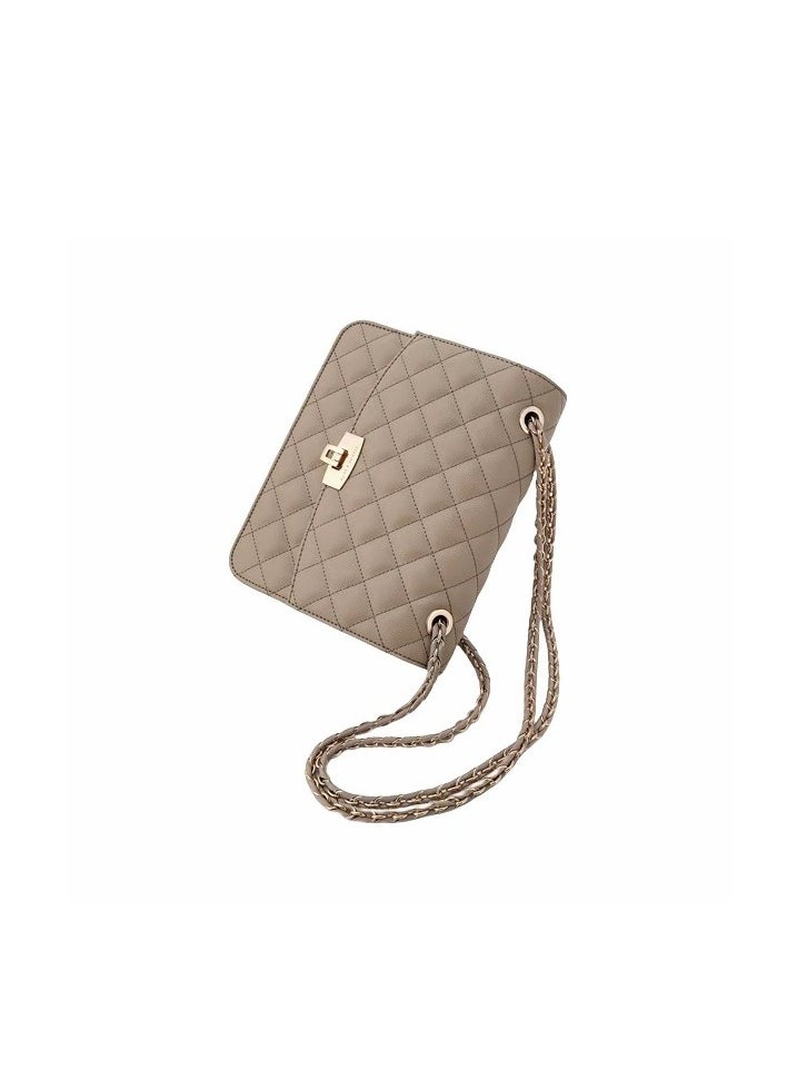 Charles & Keith - Quilted Chain Strap Bag & Shoulder Bag - Taupe - Image 1
