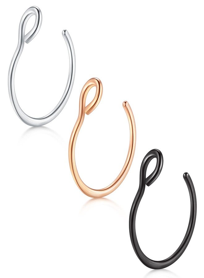 D.Bella Fake Septum Fake Nose Ring Hoop 20G Faux Nose Piercing Hoop Clip on Nose Rings Non Piercing Fake Nose Septum Lip Ear Ring Faux Body Piercing Jewelry for Women Men, metal, stainless-steel - Image 1
