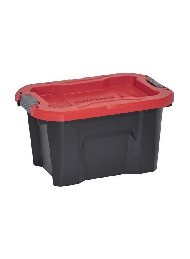 CRAFTSMAN Reusable Storage Tote Box with Latching Lid Black and Red 10 Gal 206411 