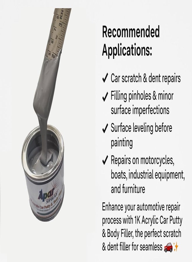 APAR APARSPRAY 1K Acrylic Car Putty & Body Filler Grey -250 gms | High-Performance Scratch & Dent Filler | With Spatula, P-320 and P-600. - Image 5