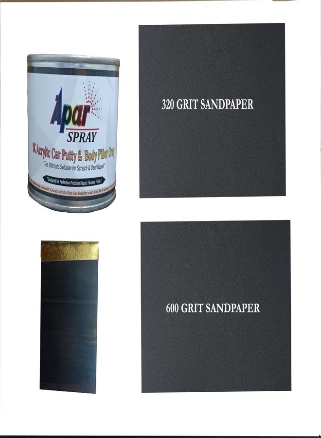 APAR APARSPRAY 1K Acrylic Car Putty & Body Filler Grey -250 gms | High-Performance Scratch & Dent Filler | With Spatula, P-320 and P-600. - Image 2