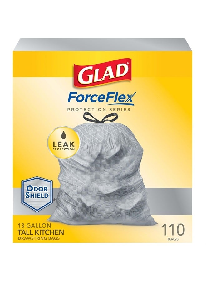 Glad Protection Series Force Flex Drawstring Odor Shield 13 Gallon 1/110ct  - Image 1