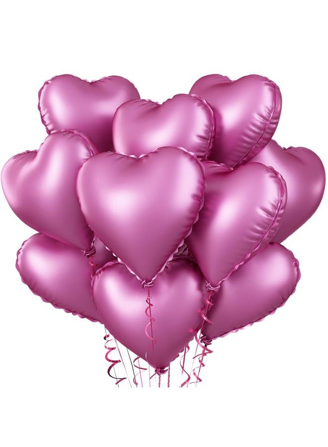Biapian بالونات قلوب فويل وردية، 10 قطع بالونات على شكل قلب وردي لعيد الحب، بالون فويل وردي بحجم 18 بوصة لتزيين حفلات عيد الميلاد للفتيات والنساء في عيد الحب، الزفاف، حفلة استقبال المولود - Image 1