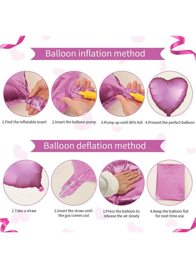 Biapian بالونات قلوب فويل وردية، 10 قطع بالونات على شكل قلب وردي لعيد الحب، بالون فويل وردي بحجم 18 بوصة لتزيين حفلات عيد الميلاد للفتيات والنساء في عيد الحب، الزفاف، حفلة استقبال المولود - Image 3