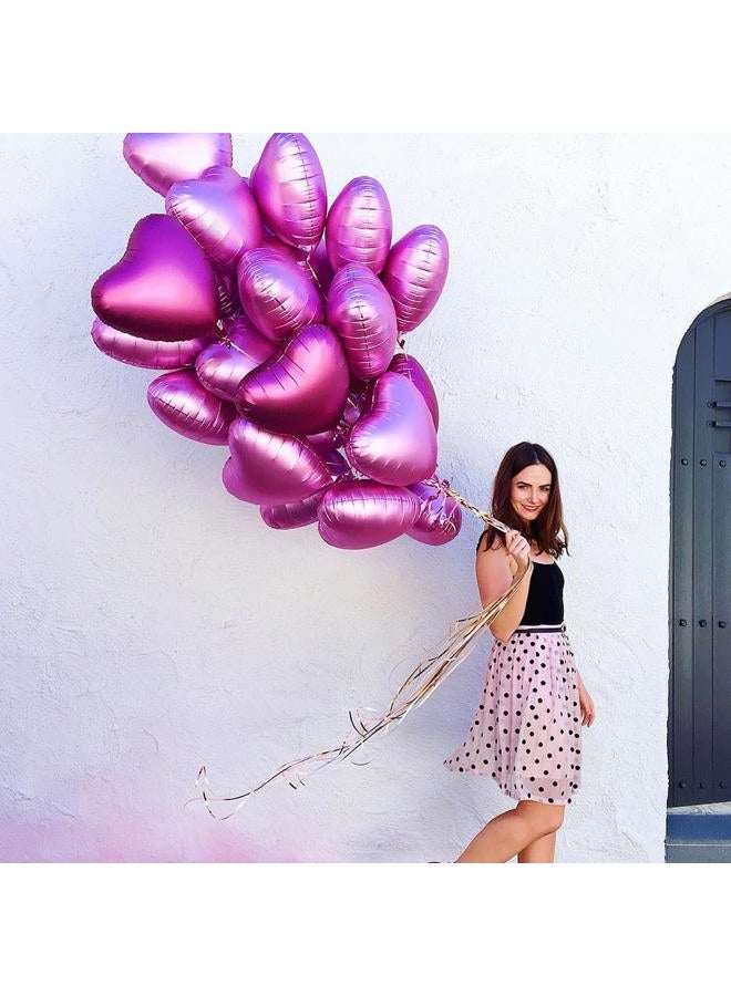 Biapian بالونات قلوب فويل وردية، 10 قطع بالونات على شكل قلب وردي لعيد الحب، بالون فويل وردي بحجم 18 بوصة لتزيين حفلات عيد الميلاد للفتيات والنساء في عيد الحب، الزفاف، حفلة استقبال المولود - Image 4