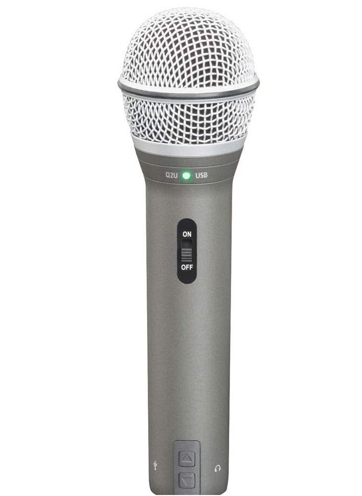 Samson - SAMSON Q2U Recording and Podcasting Pack - USB/XLR Dynamic Microphone with Accessories (Includes Mic Clip, Desktop Stand, Windscreen and Cables), 16-bit, 44.1kHz/48kHz, Silver - Image 1