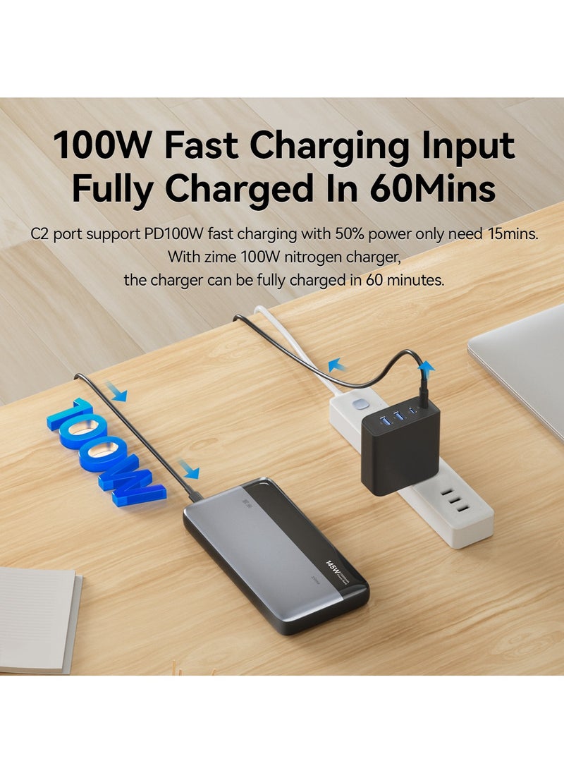 zime - zime B145 25,000mAh Power Bank, 3-Port Portable Charger with 145W Output, Smart Digital Display, Compatible with MacBook Pro/Air, iPhone 16/15/14/13 Series, Dell,Samsung, Huaiwei - Image 1