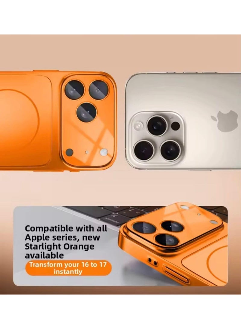 Premium Back cover Converter Plate compatible with iPhone 15 pro max  to iphone17 pro max max Style Shockproof Touch Finish (Orange, iPhone 15 Pro Max) - Image 3