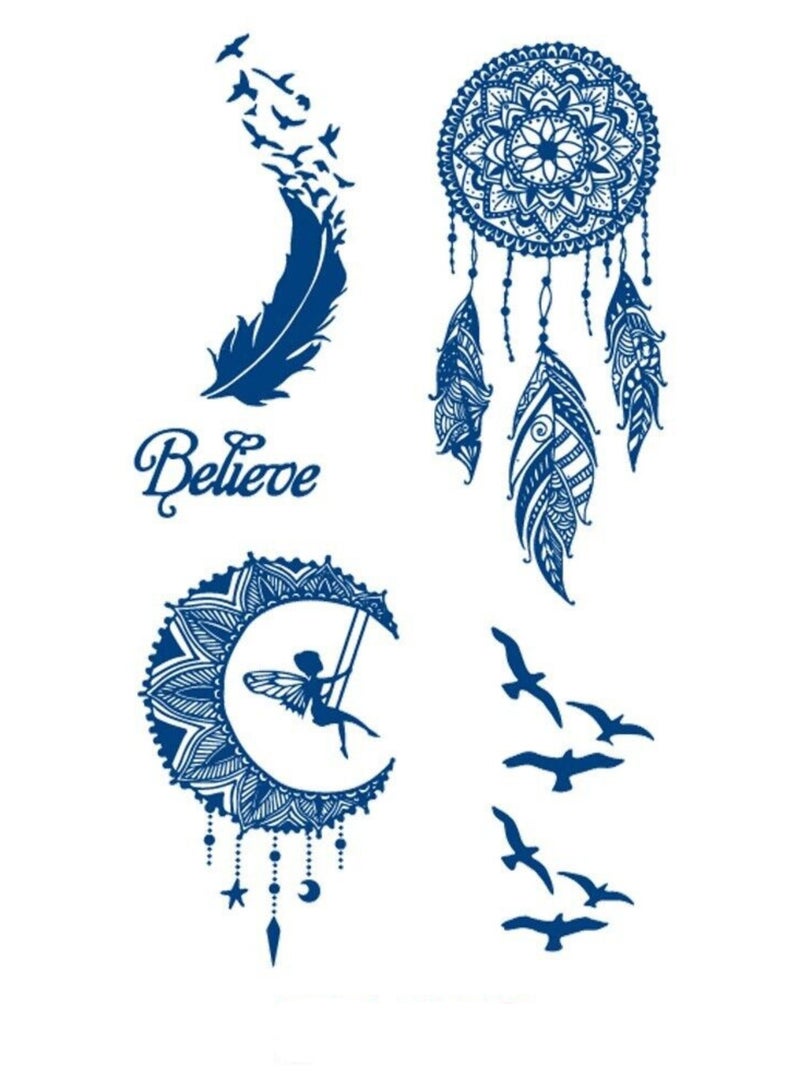 Generic 2 Week Tattoo Semi Permanent Tattoos Dream Catcher & Freedom Design Sticker, Large Sheet Lasting 2 Weeks Tattoo for Women Girls and Men Realistic Temporary Tattoo Stickers - Image 3