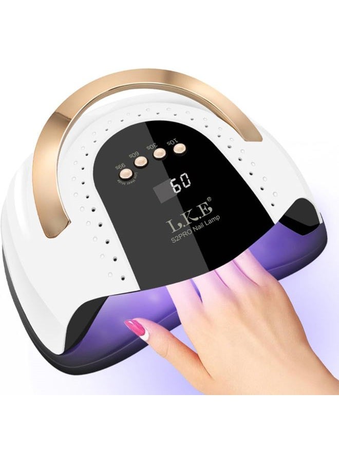 LKE 268W Uv Led Nail Lamp, Lke Dryer For Gel Polish, 4 Timers Lamp Professional Light, 57Pcs Beads And Automatic Sensor(White) - Image 1