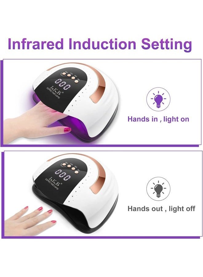 LKE 268W Uv Led Nail Lamp, Lke Dryer For Gel Polish, 4 Timers Lamp Professional Light, 57Pcs Beads And Automatic Sensor(White) - Image 3