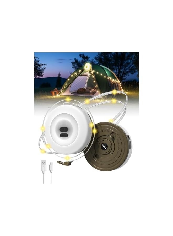 erorex 2-in-1Camping Light, 32.8FT Decorative String Light w/Rechargeable Waterproof LED Hanging Light for Outdoor Camping Awning Tent Garden Party Festival Decor - Image 1