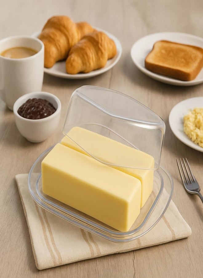 BNYD Large Butter Dish with Lid, Butter Keeper, Plastic Butter Holder Tray Container, Holds 2 Stick of Butter for Countertop and Fridge - Image 2