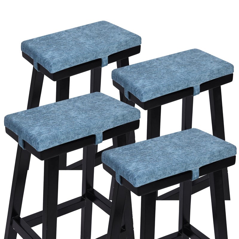 BAIBU baibu Set of 4 Rectangle Bench Stool Cushion NonSlip Saddle Stool Pads Bar Stool Cushion with Machine Washable Cover  Only 4 Pads Blue 18x95x15in 