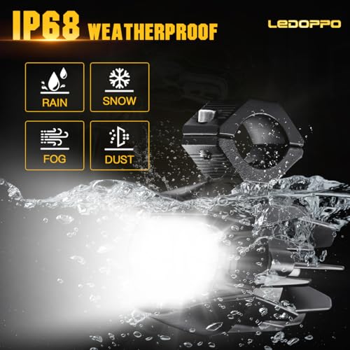 LEDOPPO Motorcycle Fog Lights LED Kit Auxiliary Driving Lights with Switch Wiring Harness Brackets 50W Hi-Low Combo Beam for R1200GS Adventure Touring Cruiser Sport Motorcycle E-bike ATV UTV Trike - Image 4