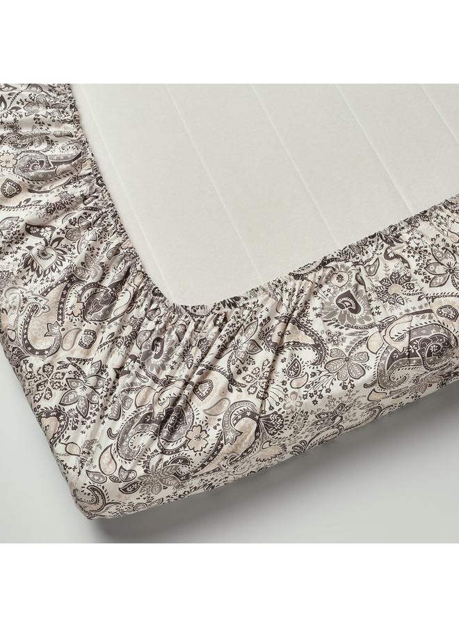 Zaboon Fitted sheet, grey/white, 140x200 cm - Image 4