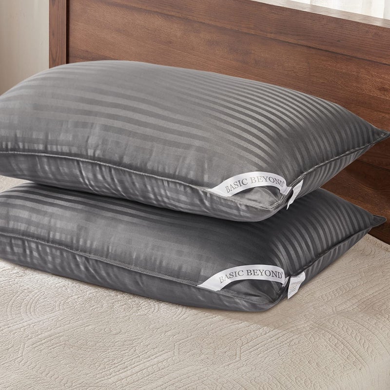 Basic Beyond Queen Size Pillows for Sleeping  Soft Down Alternative Pillows Luxury Hotel Collection Bed Pillows Queen Size Set of 2Grey20x28 Inches