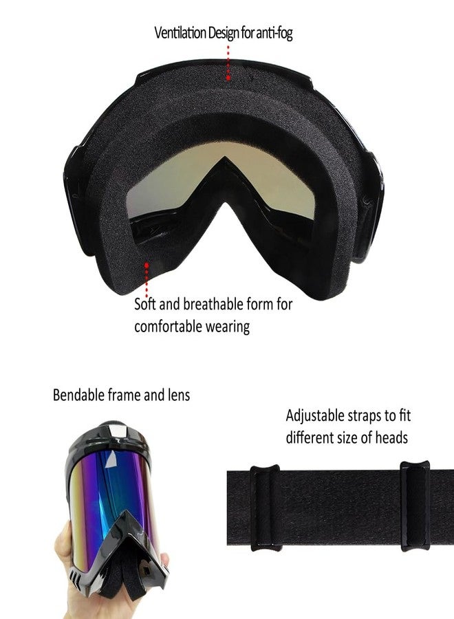 LMAVAG ATV Goggles Dirt Bike Goggles Motorcycle Goggles For Men Women Motocross Goggles Riding Racing Goggles Mx Helmet Goggles UV Anti-Fog Scratch Windproof Dustproof for Adult Youth Kid 2-Pack(Color+Clear) - Image 3