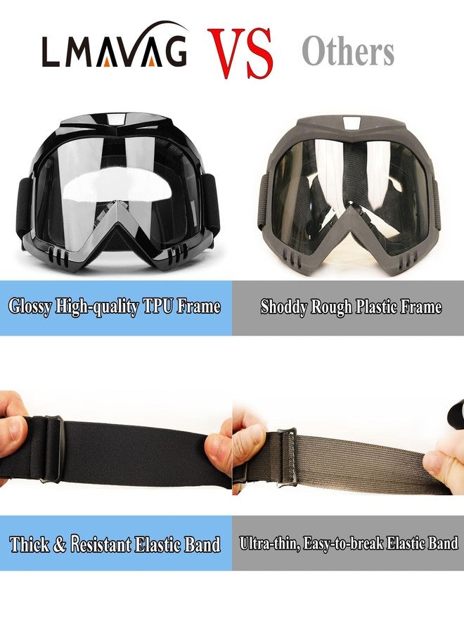 LMAVAG ATV Goggles Dirt Bike Goggles Motorcycle Goggles For Men Women Motocross Goggles Riding Racing Goggles Mx Helmet Goggles UV Anti-Fog Scratch Windproof Dustproof for Adult Youth Kid 2-Pack(Color+Clear) - Image 4