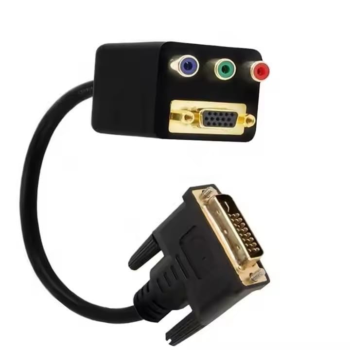 ETZIN DVI to VGA and RCA Component Adapter Cable, Gold-Plated Connectors, DVI-I Male to VGA Female and RGB Female Cable Black - Image 2