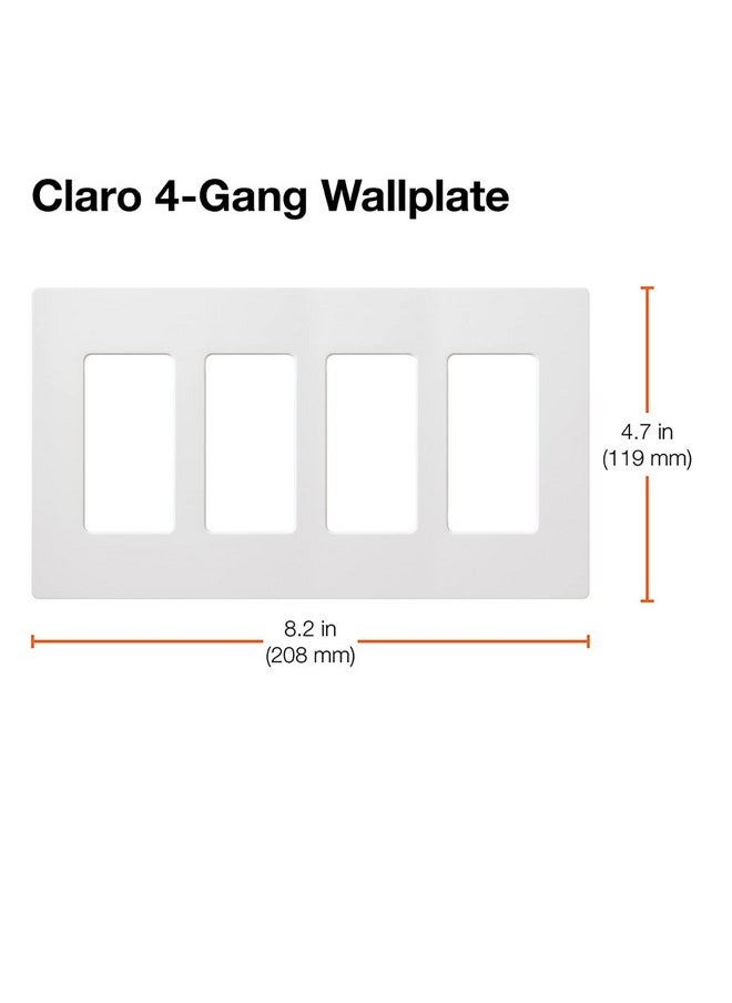 LUTRON Lutron Claro Light Switch Cover Plate, 4 Gang Wallplate, for Decorator Light Switches, Rocker Light Switch Cover, Outlet Cover, Screwless Switch Plate Cover, Gloss, CW-4-WH, White  - Image 3