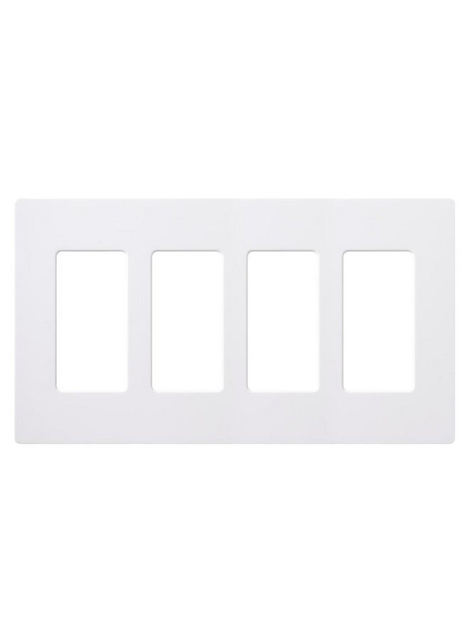 LUTRON Lutron Claro Light Switch Cover Plate, 4 Gang Wallplate, for Decorator Light Switches, Rocker Light Switch Cover, Outlet Cover, Screwless Switch Plate Cover, Gloss, CW-4-WH, White  - Image 1