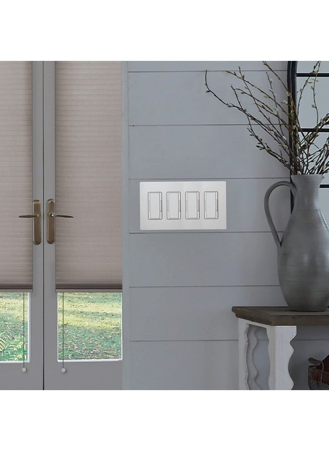 LUTRON Lutron Claro Light Switch Cover Plate, 4 Gang Wallplate, for Decorator Light Switches, Rocker Light Switch Cover, Outlet Cover, Screwless Switch Plate Cover, Gloss, CW-4-WH, White  - Image 4