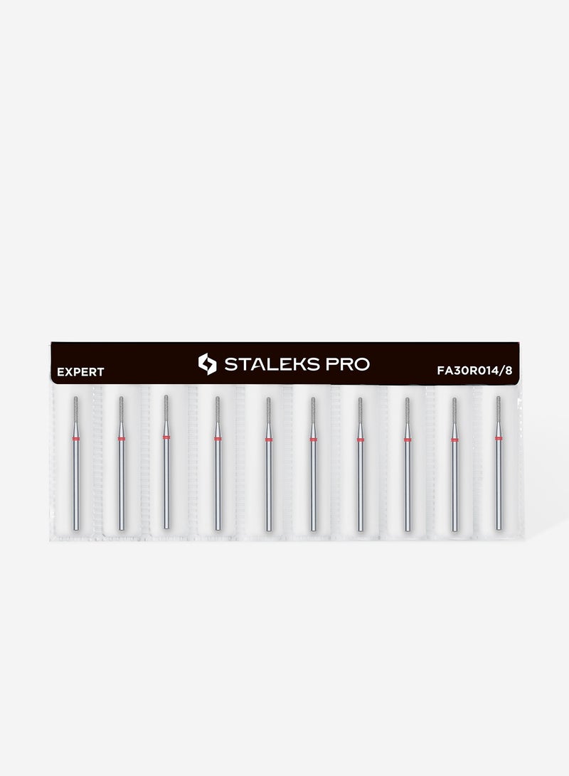 STALEKS PRO Diamond nail drill bit rounded cylinder red EXPERT head diameter 1,4 mm / working part 8 mm - Image 3