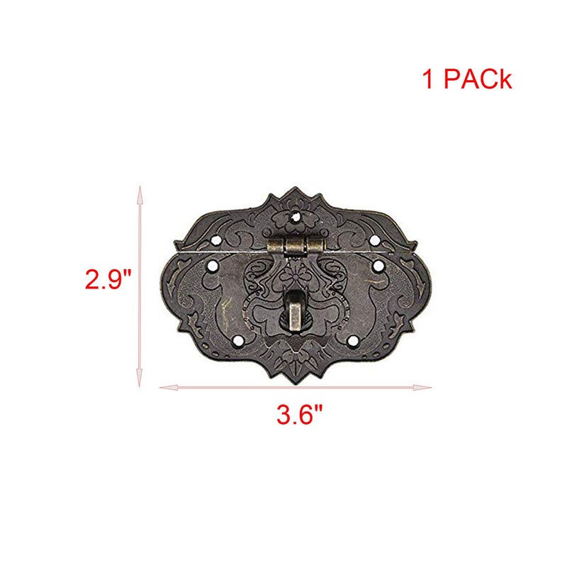 3.62"x2.87" Antique Style Embossing Decorative Hasp Latch Lock (Big Size)