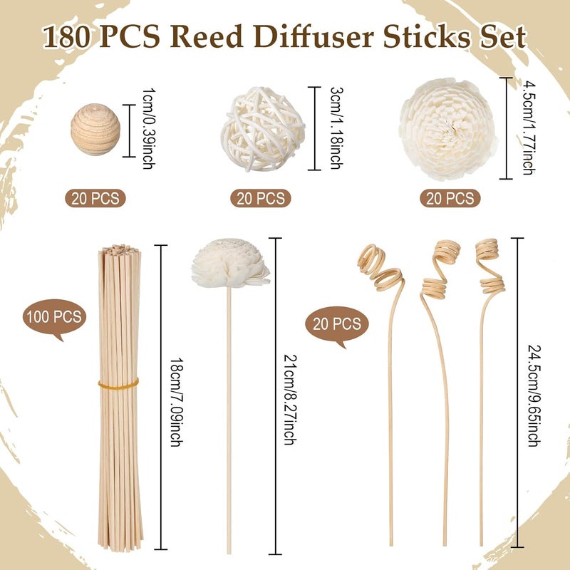 Loopeer 180 Pcs Rattan Reed Fragrance Diffuser Set - Natural Rattan Diffuser Sticks for Aroma - Image 2