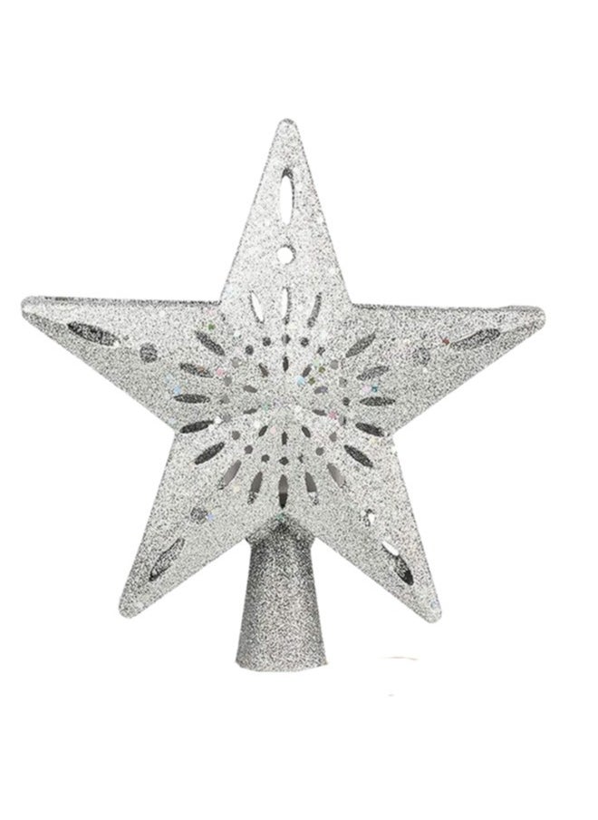 Generic - Christmas Tree Topper Lighted LED Rotating  Sharp and Clear Projector 3D Star Tree Topper for Christmas Decoration-6 Design Slides- Silver - Image 1