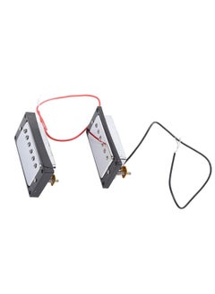 Thoraya Electric Guitar Pickup Metal Double Coil for LP Black Frame Pickup Guitar Parts Replacement Silver  - Image 2