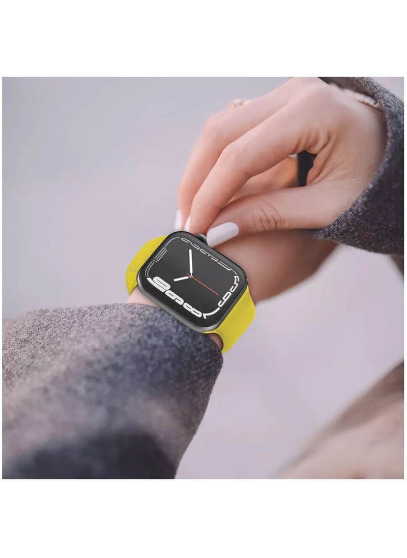 Wozlo - Apple Watch 1, 2, 3, 4, 5, 6, 7, 8, Se Silicone Band Strap - M-L Size 38/40/41MM - Yellow - Image 1