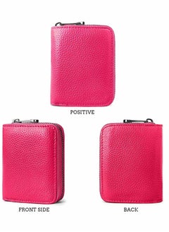 KASTWAVE Credit Card Holder Wallet, Rose Red Card Cases, RFID 20 Card Slots Credit Card Holder Genuine Leather Small Card Case, Accordion Wallet with Zipper for Women Men, Wallets Card Cases Money Organizers  - Image 5