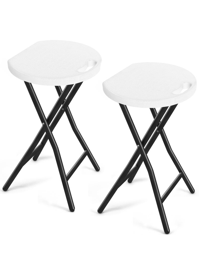 TAVR Furniture TAVR Furniture Portable Folding Chair with Handle Heavy Duty Round Fold Stool Chair with 500lbs Capacity for Adults 18 Inch Foldable Stool for Dorm Kitchen Vanity Church and Outdoor use 
