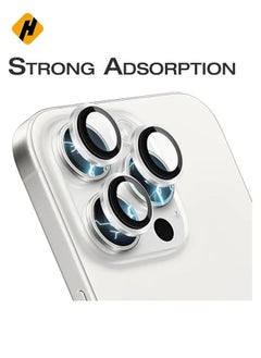 HuHa Camera Lens Protector for iPhone 15 Pro and 15 Pro Max Tempered Glass Aluminum Ring Cover, HD Clear, iPhone Camera Design Matching, Anti-Reflection, Anti-Scratch, Full Set (White Titanium)  - Image 4