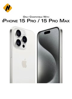 HuHa Camera Lens Protector for iPhone 15 Pro and 15 Pro Max Tempered Glass Aluminum Ring Cover, HD Clear, iPhone Camera Design Matching, Anti-Reflection, Anti-Scratch, Full Set (White Titanium)  - Image 5