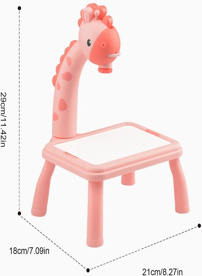 Giraffe's Draw Projector Toy - Drawing Projector Table For Kids Kids Drawing Board Projector Table Child Learning Desk With Smart Projector For Kids Boys Girls Age 3+ (Pink) - Image 3