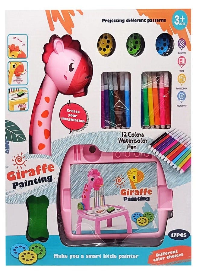 Giraffe's Draw Projector Toy - Drawing Projector Table For Kids Kids Drawing Board Projector Table Child Learning Desk With Smart Projector For Kids Boys Girls Age 3+ (Pink) - Image 5