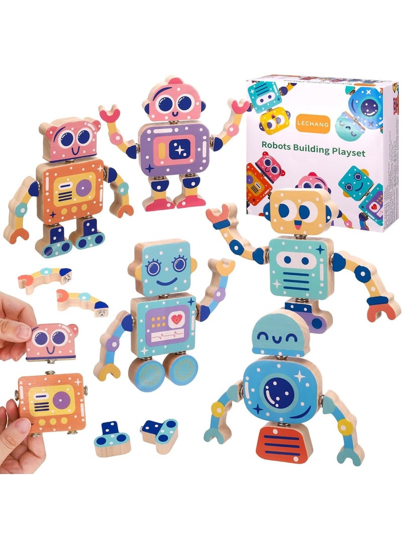 SYOSI Montessori Building Blocks Toys for Kids – Create Custom Robots by Randomizing Head, Arms, Body, and Legs – Educational STEM Toy for Imagination and Problem-Solving Skills (Colorful) - Image 1