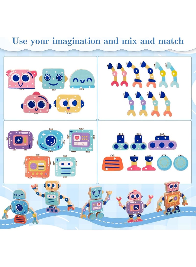 SYOSI Montessori Building Blocks Toys for Kids – Create Custom Robots by Randomizing Head, Arms, Body, and Legs – Educational STEM Toy for Imagination and Problem-Solving Skills (Colorful) - Image 3