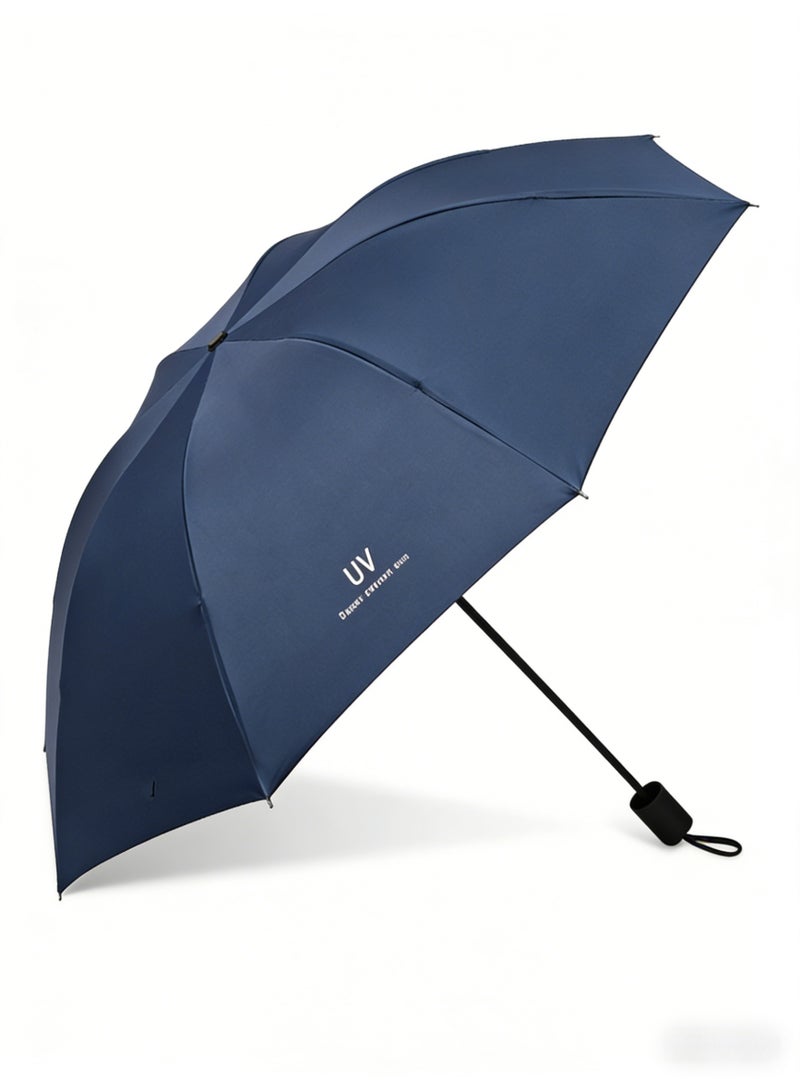 UV Protection Travel Umbrella – Navy Blue, Windproof & Compact, Ideal for Sun and Rain Protection in Saudi Arabia