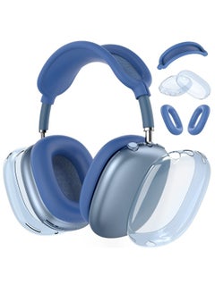 Silicone Cases Suitable for Apple AirPods Max 3-in-1 Headphones Anti-Scratch Clear Soft TPU Ear Cups Cover Headband Cover and Ear Pad Protector Case Skin Accessories (Blue)
