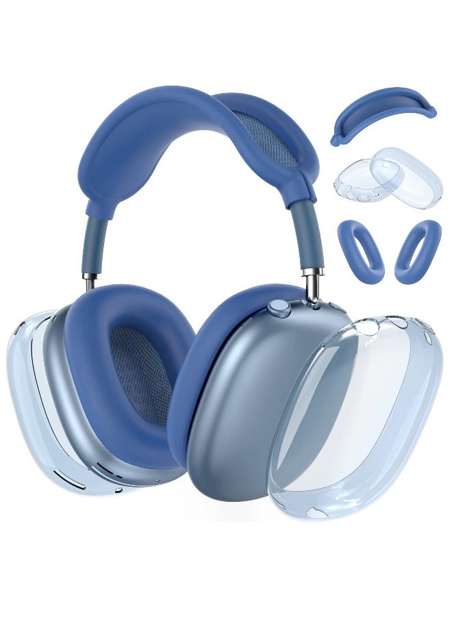 Generic - Silicone Cases Suitable for Apple AirPods Max 3-in-1 Headphones Anti-Scratch Clear Soft TPU Ear Cups Cover Headband Cover and Ear Pad Protector Case Skin Accessories (Blue) - Image 1