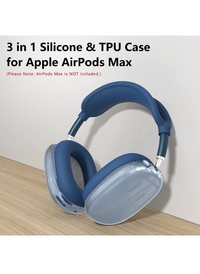 Generic - Silicone Cases Suitable for Apple AirPods Max 3-in-1 Headphones Anti-Scratch Clear Soft TPU Ear Cups Cover Headband Cover and Ear Pad Protector Case Skin Accessories (Blue) - Image 1