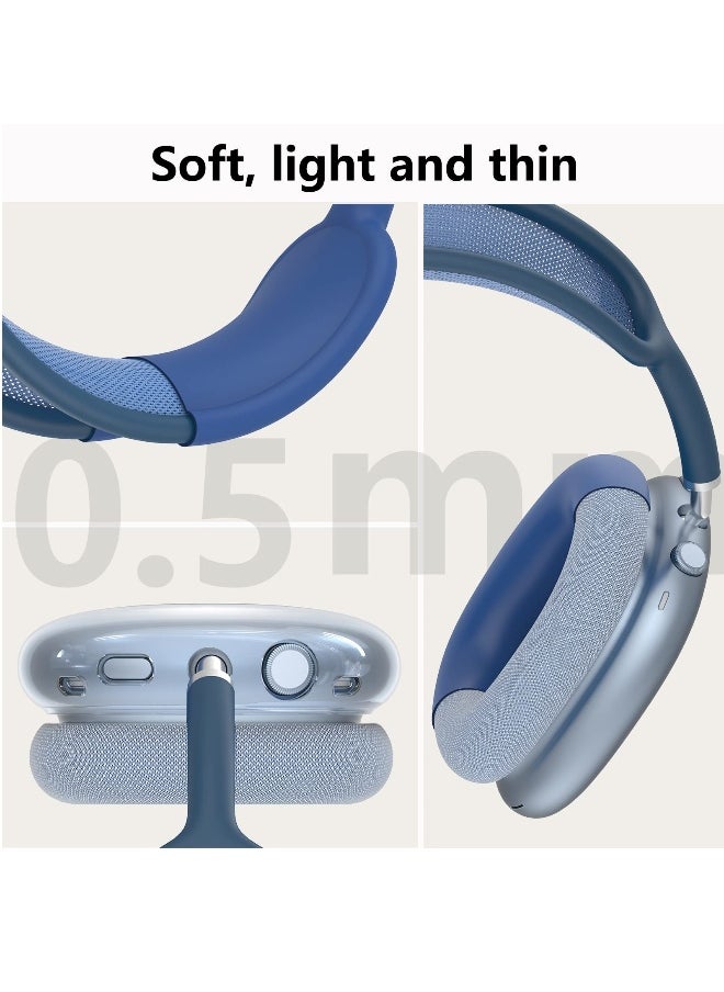 Generic - Silicone Cases Suitable for Apple AirPods Max 3-in-1 Headphones Anti-Scratch Clear Soft TPU Ear Cups Cover Headband Cover and Ear Pad Protector Case Skin Accessories (Blue) - Image 1