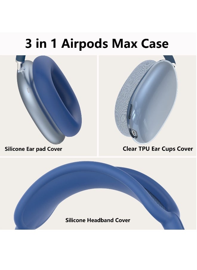 Generic - Silicone Cases Suitable for Apple AirPods Max 3-in-1 Headphones Anti-Scratch Clear Soft TPU Ear Cups Cover Headband Cover and Ear Pad Protector Case Skin Accessories (Blue) - Image 1